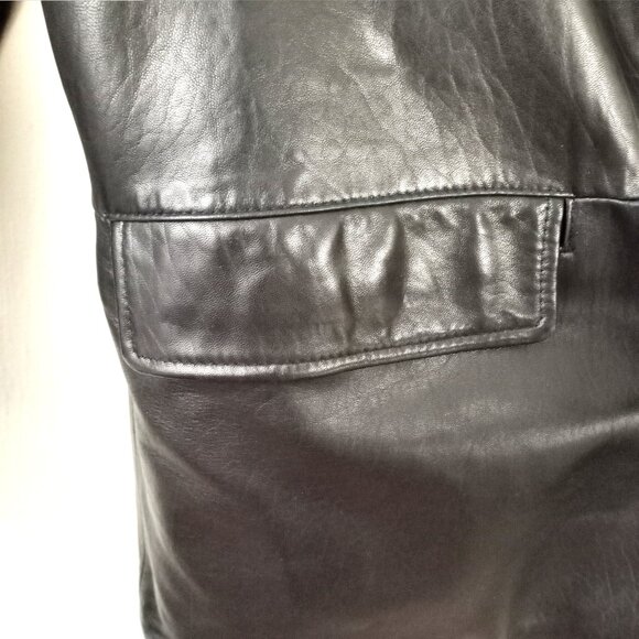 Roundtree & Yorke Black Lambskin Leather Button Up Car Coat - Picture 2 of 13